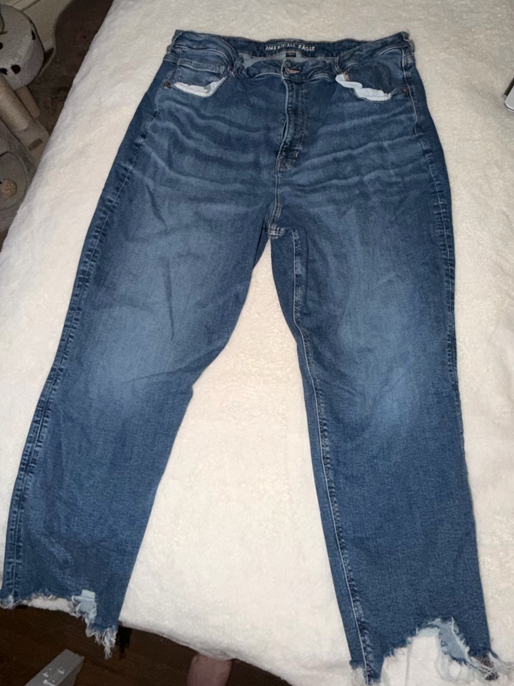 American Eagle Outfitters Distressed Medium Blue Ankle Jeans